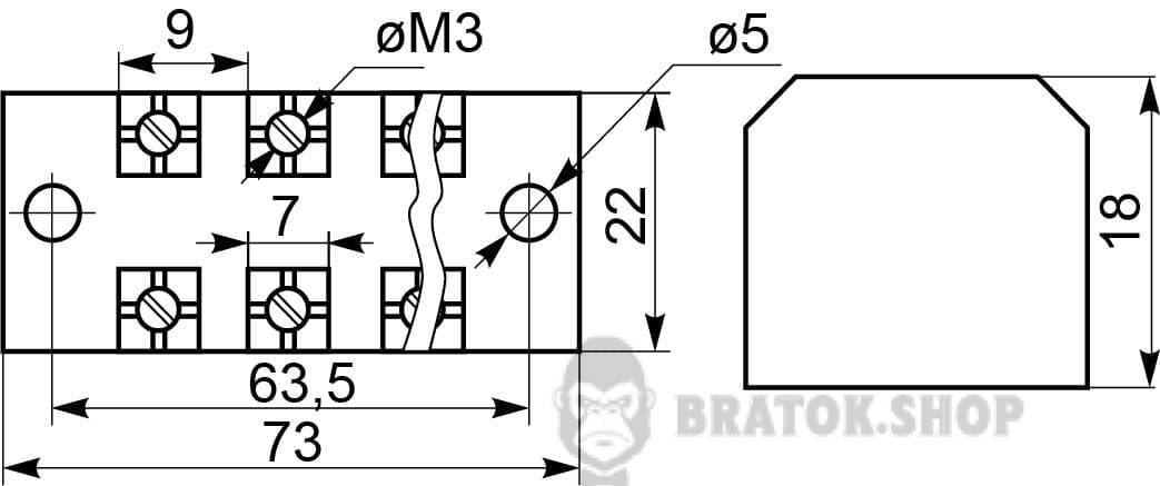Клемна колодка прохідна 15A/6 АСКО-Укрем TB1506 A0130050004