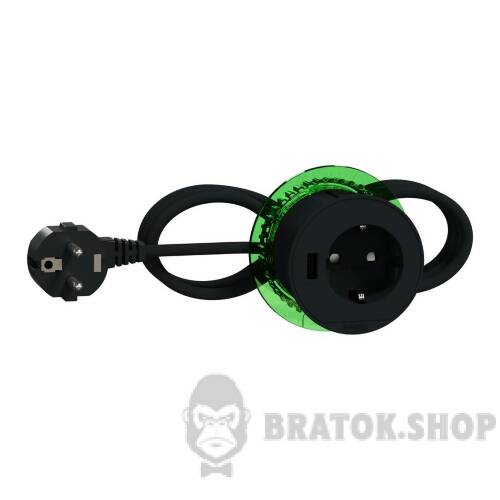 Unica system+, Настільний блок XS з розеткою DE та USB типу A, антрацит INS44005