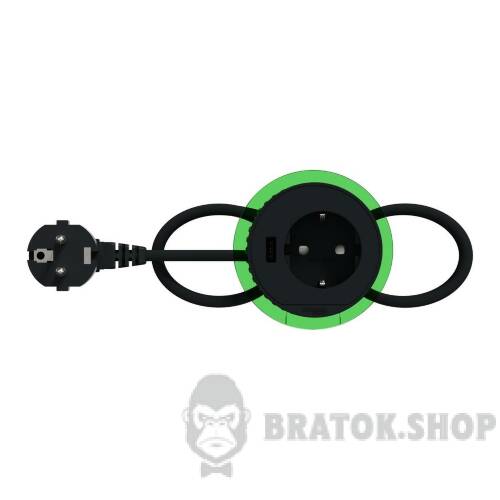 Unica system+, Настільний блок XS з розеткою DE та USB типу A, антрацит INS44005