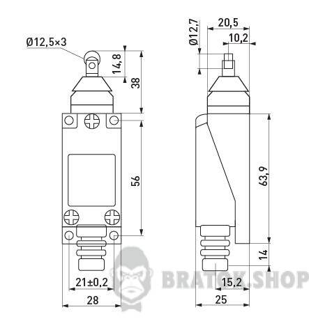 Вимикач кінцевий e.limitswitch.05 штовхач з горизонтальним роликом s0070009 у Києві