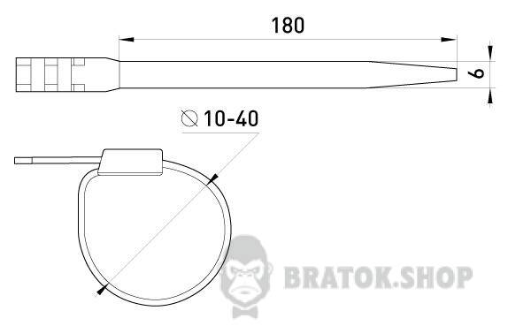 Кабельна стяжка e.ct.uv.180.6, 180х6мм стійка до ультрафіолету
