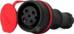 Силовая розетка переносная с защитной каучуковой крышкой e.socket.rubber.071.32, 4п., 32А