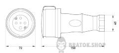 Силовая розетка переносная с защитной каучуковой крышкой e.socket.rubber.071.32, 4п., 32А