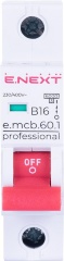 Модульний автоматичний вимикач e.mcb.pro.60.1.B 16 new, 1р, 16А, В, 6кА, new