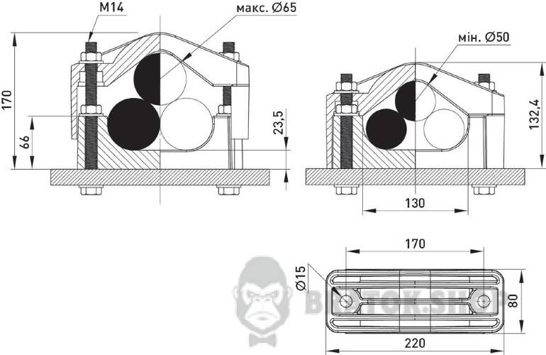 Хомут кабельний KO-3-50-65, 3х(50-65) мм, чорний в Сумах