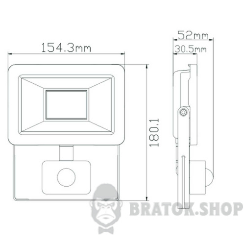 Прожектор світлодіодний LED з датчиком руху 30W 6400K IP65 Horoz Electric ASLAN/S (068-011-0030-010) у Сумах