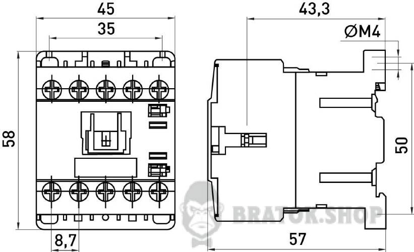 Контактор e.industrial.ukc.12M.220.NO, 12А, 220В, no, малогабаритний i.0090018 у Києві