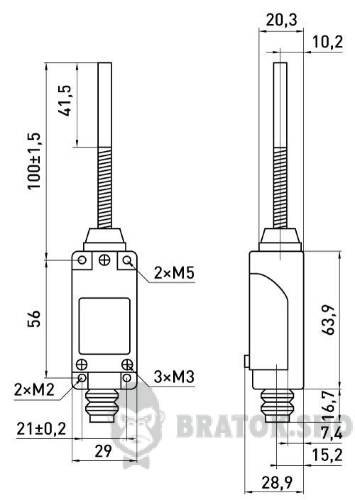 Вимикач кінцевий e.limitswitch.10 важіль-ексцентрик з металевим кінцем s0070014 у Києві