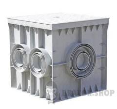 Колодязь кабельний пластиковий e.manhole.300.300.300.6.cover, 300х300х300мм, 6 виходів під трубу, з кришкою
