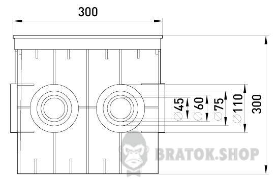 Колодязь кабельний пластиковий e.manhole.300.300.300.6.cover, 300х300х300мм, 6 виходів під трубу, з кришкою CP303032 у Києві