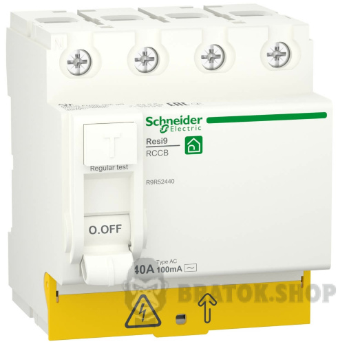 Автомат УЗО 4P 40А 100mА AC Schneider Electric Resi9 (R9R52440)