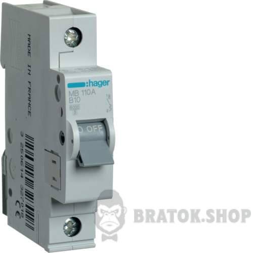 Автоматический выключатель 1P 10A B 6kA Hager MB110A в Сумах