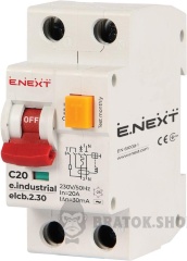 Вимикач диференційного струму (дифавтомат) e.industrial.elcb.2.C20.30, 2р, 20А, С, 30мА