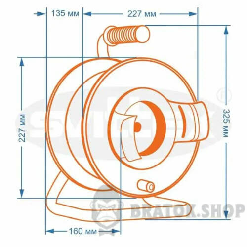 Сетевой удлинитель на катушке 30м на 4 розетки 3x2.5 кв.мм. оранжевый SVITTEX ПРОФИ SV-0350-O
