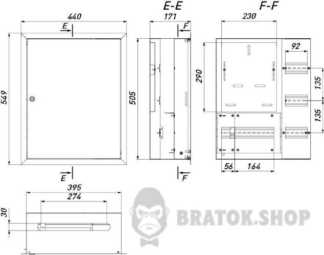 Корпус учета металлический e.mbox.pro.w.f3.27 IP31 встроенный под 3ф счетчик, 27 модулей  p0100227 в Киеве