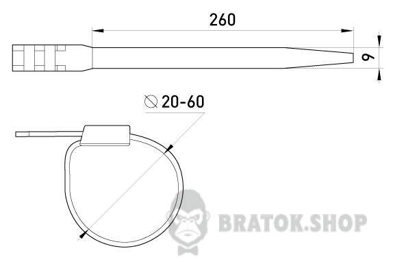 Кабельна стяжка e.ct.uv.260.9, 260х9мм стійка до ультрафіолету